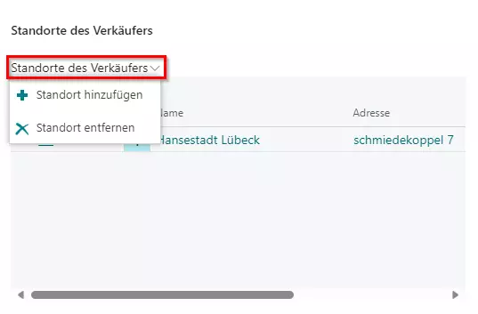 Verkäufer einem Standort zuordnen