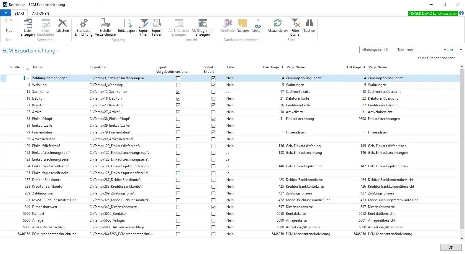 Example Setup of export paths