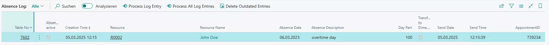 Absence log