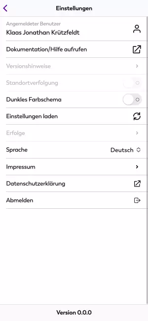 Register Einstellungen