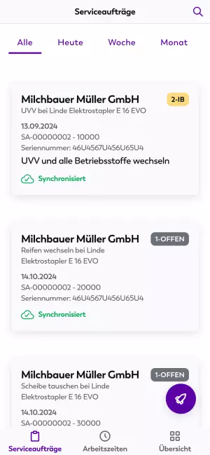 Register Serviceaufträge