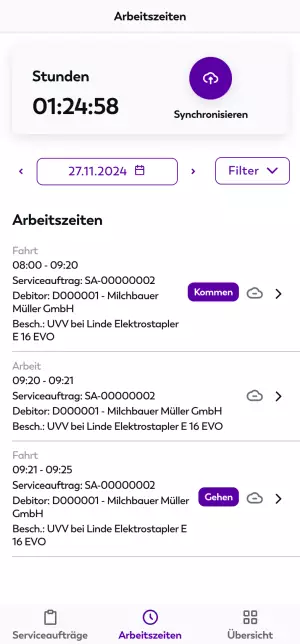 Register Arbeitszeiten
