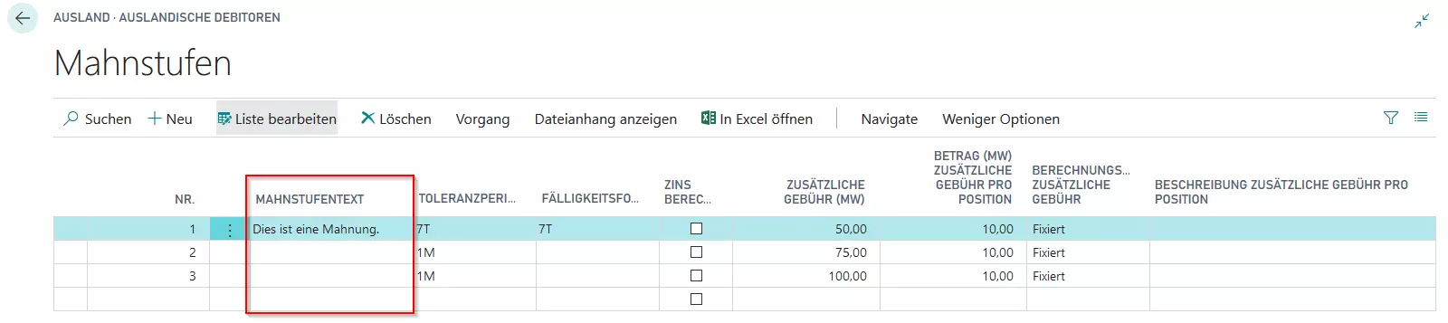 Column Reminder Level Text