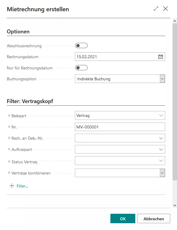 Create Billing for Rent