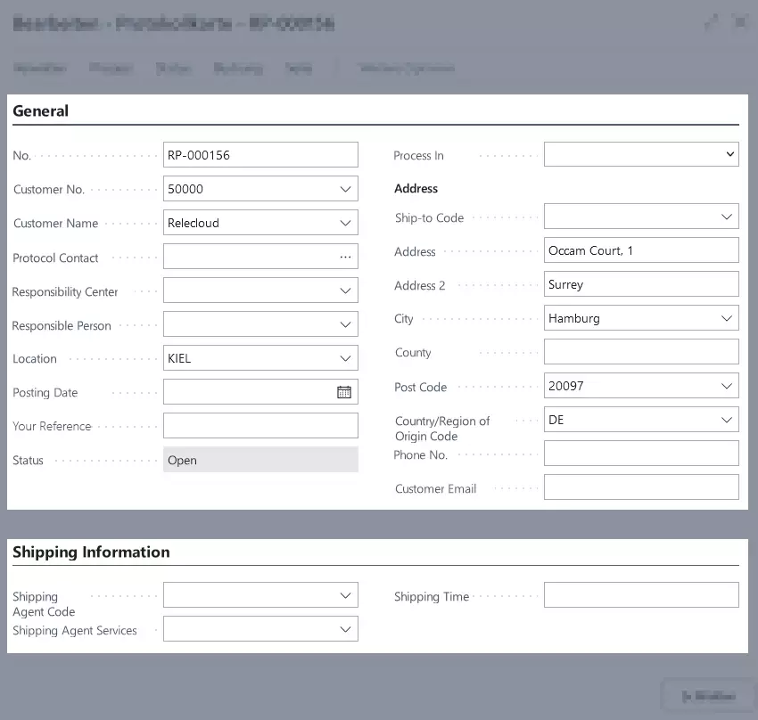Rent Delivery/Return Card
