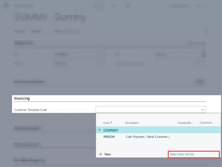 Define Customer Template Code