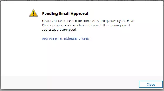 Warning Pending Email Approval