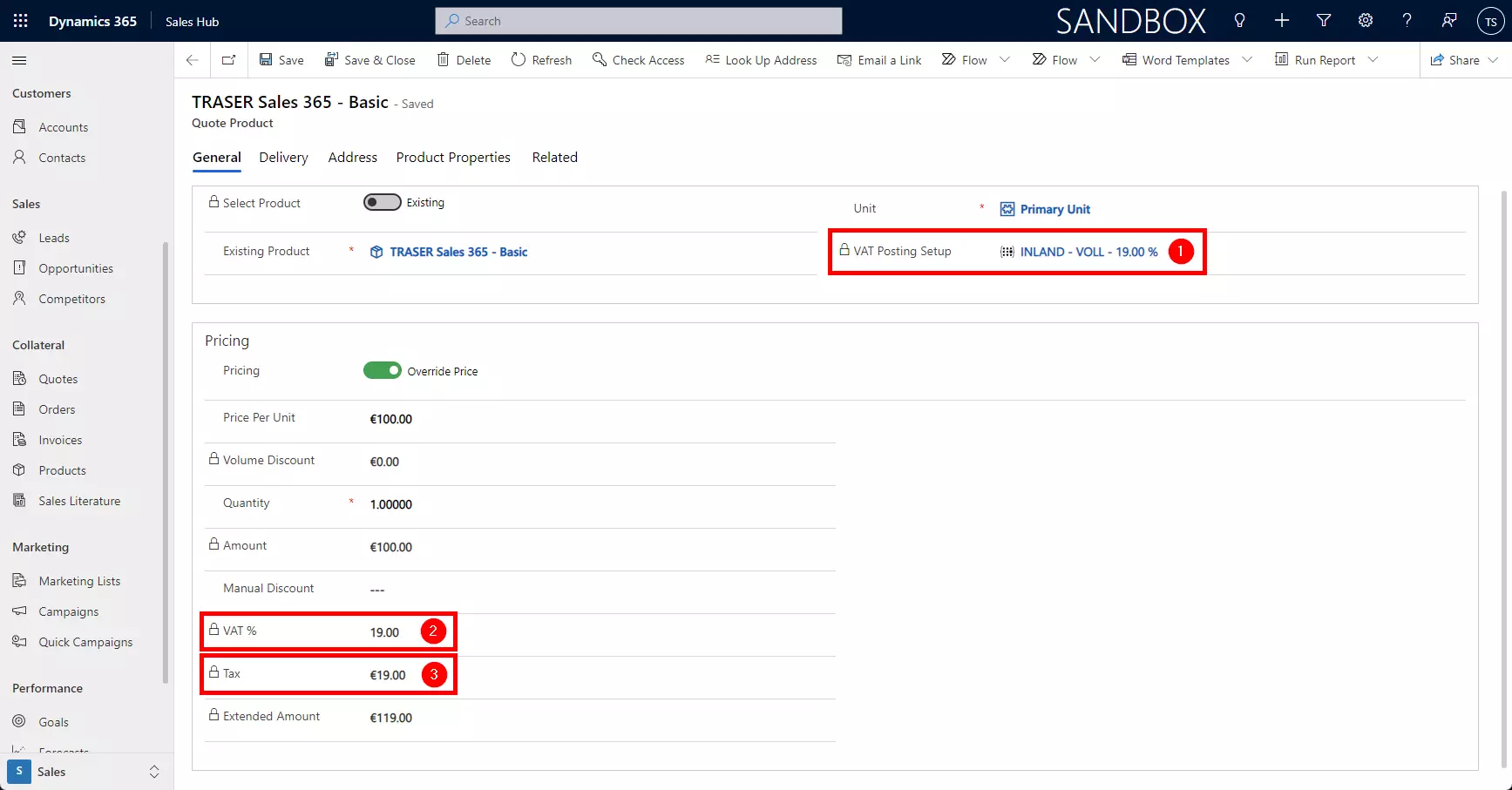 Dynamics 365 Sales form to offer product